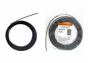 717167 - TDM Нейлоновая кабельная протяжка (зонд) НКП d4мм 30м с наконечниками (черная) (5!) SQ0590-0026 (1)