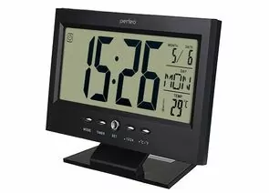 734963 - Perfeo Часы-будильник Set, чёрный, (PF-S2618) время, температура, дата (1)