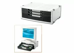 321180 - Подставка для принтера или монитора BRAUBERG, с 1 полкой и 3 ящиками, 380х275 мм, 510190 (1)