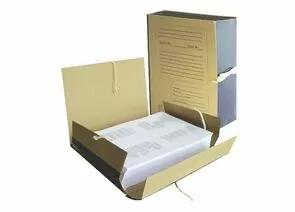 321995 - Папка д/бумаг архивная 80 мм, крафт, корешок - бумвинил, 4 х/б завязки, 123203 (1)