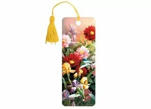 522681 - Закладка д/книг с линейкой 3D BRAUBERG, объемная, цветы, декор. шнурок-завязка, 125777 (1)