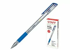 664698 - Ручка гел. STAFF, корпус прозр., узел 0,5мм, линия 0,35мм, рез. упор, синяя 141822 (1)