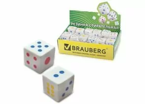 665022 - Резинка стир. BRAUBERG Game, в форме игральной кости, 24х24х24 мм, белая, пакет, 223605 (1)