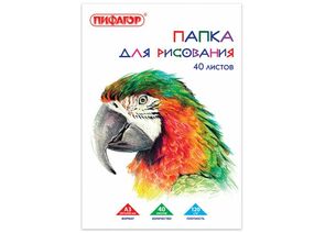 683307 - Папка д/рисования, А3, 297х420 мм, 40 л., ПИФАГОР, внутренний блок 120 г/м2, 129219 (1)