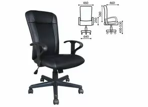 683537 - Кресло оператора BRABIX Optima MG-370, с подлокотниками, экокожа/ткань, черное, 531580 (1)