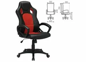 683540 - Кресло офисное BRABIX Rider EX-544, экокожа черная/ткань красная, 531583 (1)