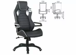 683543 - Кресло компьютерное BRABIX Techno Pro GM-003, экокожа, черное/серое, вставки серые (1)