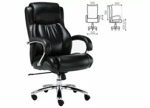 683550 - Кресло офисное BRABIX Status HD-003, нагрузка до 250 кг, рециклированная кожа, хром, черное (1)