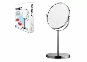 683593 - Зеркало косметическое настольное круглое, диаметр 17 см, двустороннее с увеличением, BRABIX, 602852 (1)