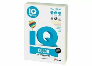 686741 - Бумага IQ color А4, 250л. (5цв.x50л.) цветная пастель, 80 г/м2, RB01 110692 (1)