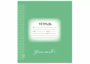 743551 - Тетрадь 12 л. BRAUBERG ЭКО 5-КА, клетка, обложка плотная мелованная бумага, ЗЕЛЕНАЯ, 104759 (1)