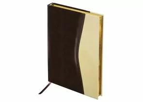 744890 - Ежедневник недатированный А5 (138х213 мм) BRAUBERG De Luxe, комбинированная кожа, 160 л., золотой (1)