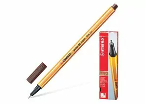 745696 - Ручка капиллярная STABILO Point 88, КОРИЧНЕВАЯ, корпус оранжевый, линия письма 0,4 мм, 88/45 (1)