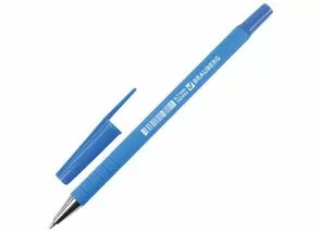 745838 - Ручка шариковая BRAUBERG Capital blue, СИНЯЯ, корпус soft-touch голубой, узел 0,7 мм, линия письма (1)