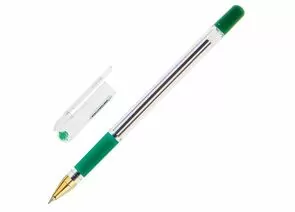 746018 - Ручка шариковая масляная с грипом MUNHWA MC Gold, зеленая, корпус прозрачный, узел 0,5 мм, линия п (1)