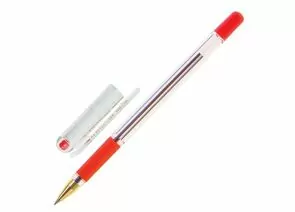 746019 - Ручка шариковая масляная с грипом MUNHWA MC Gold, КРАСНАЯ, корпус прозрачный, узел 0,5 мм, линия п (1)