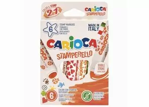 746786 - Фломастеры-штампы двусторонние CARIOCA (Италия) Stamperello, 6 цветов, смываемые, 42279 (1)