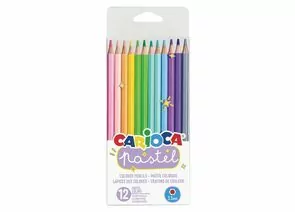 747176 - Карандаши цветные пастельные CARIOCA Pastel, 12 цв, шестигранные, заточенные, ПВХ чехол, 43034 (1)