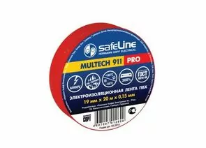 18736 - Safeline изолента ПВХ 19/20 красная, 150мкм, арт.9368 (1)