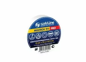 20134 - Safeline изолента ПВХ 15/10 белая, 150мкм, арт.9358 (1)