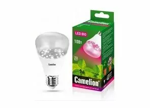 648688 - Camelion лампа св/д для рассады и растений E27 10W(120°) 18мкм/с прозрач107x60 ФИТО LED10-PL/BIO/E27 (1)