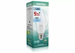 663680 - Smartbuy свеча C37 E27 9.5W(900lm) 4000K 4K матовая пластик SBL-C37-9_5-40K-E27 (1)