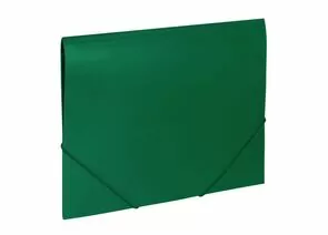 748438 - Папка на резинках BRAUBERG Office, зеленая, до 300 листов, 500 мкм, 227710 (1)