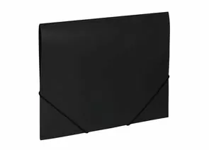 748441 - Папка на резинках BRAUBERG Office, черная, до 300 листов, 500 мкм, 227713 (1)