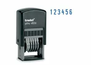 749555 - Нумератор 6-разрядный, оттиск 15х3,8 мм, синий, TRODAT 4836, корпус черный, 53199 (1)