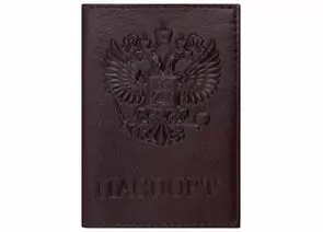 749843 - Обложка для паспорта натуральная кожа Virginia, Герб, темно-бордовая, BRAUBERG, 237199 (1)