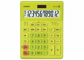 749937 - Калькулятор настольный CASIO GR-12С-GN (210х155 мм), 12 разрядов, двойное питание, САЛАТОВЫЙ, GR-12C (1)