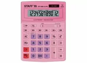 749946 - Калькулятор настольный STAFF STF-888-12-PK (200х150 мм) 12 разрядов, двойное питание, РОЗОВЫЙ, 25045 (1)