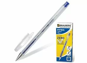 421487 - Ручка гелевая BRAUBERG Zero, 0,5мм, синяя, корпус прозр., рез. держ, 141019 (1)