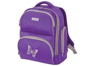 749034 - Рюкзак BRAUBERG CLASSIC, легкий каркас, премиум материал, Butterfly, фиолетовый, 37х32х21 см, 2288 (1)