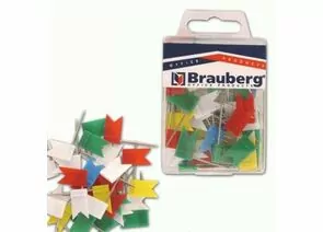 323299 - Булавки-флажки маркировочные BRAUBERG цветные, 50 шт., в пласт. коробке с европодвесом, 221537 (1)