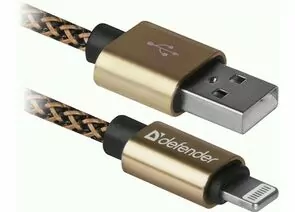 773105 - Кабель USB(A)шт. - 8pin шт. (Apple) ACH01-03T PRO USB2.0 Золот, AM-LightningM,1м,2.1А,Defender,87806 (1)