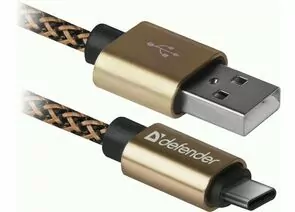 773111 - Кабель USB(A)шт. - type C шт. USB09-03T PRO USB2.0 Золотой, AM-Type-C, 1м, 2.1A, Defender, 87812 (1)