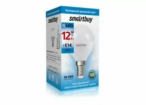 781482 - Smartbuy шар P45 E14 12W(960lm) 6000К 6K 45х86 матовая пластик SBL-P45-12-60K-E14 (1)