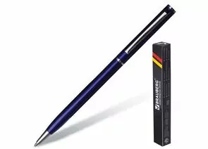 664627 - Ручка шарик. BRAUBERG бизнес-класса Delicate Blue, корпус синий, серебр. детали, 1мм, синяя 141400 (1)