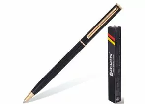 664629 - Ручка шарик. BRAUBERG бизнес-класса Slim Black, корпус чер., золот. детали, 1мм, синяя 141402 (1)