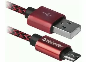 773100 - Кабель USB(A)шт. - microUSBшт. USB08-03T PRO USB2.0 Красный, AM-MicroBM, 1м, 2.1A, Defender, 87801 (1)