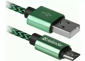 773103 - Кабель USB(A)шт. - microUSBшт. USB08-03T PRO USB2.0 Зеленый, AM-MicroBM, 1м, 2.1A, Defender, 87804 (1)