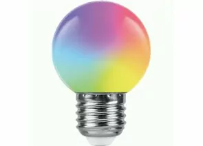 780574 - Feron Лампа св/д шар G45 E27 1W RGB матов плавная смена цвета 70x45 д/гирлянды Белт Лайт LB-37 38116 (1)