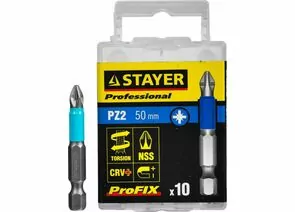 529034 - Биты STAYER PROFESSIONAL ProFix Pozidriv, тип хвостовика E 1/4, № 2, L=50мм, 10шт (1)