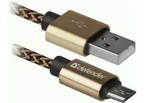 773099 - Кабель USB(A)шт. - microUSBшт. USB08-03T PRO USB2.0 Золотой, AM-MicroBM, 1м, 2.1A, Defender, 87800 (1)