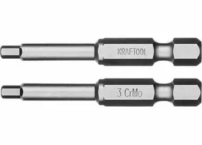 627439 - Биты KRAFTOOL ЕХPERT торсионные кованые, обточенные, Cr-Mo сталь, тип хвостовика E 1/4, HEX3, 50м (1)