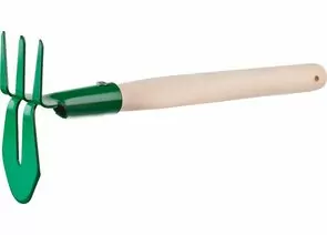628585 - Мотыга-рыхлитель, РОСТОК 39625, с деревянной ручкой, лепесток+3 зуба прямая, 155x70x425мм (1)