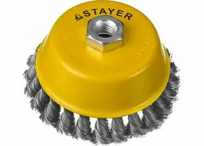 629033 - STAYER PROFESSIONAL. Щетка чашечная для УШМ, жгутированная стальная проволока 0,5мм, 120ммхМ14 (1)