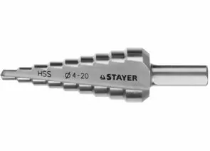 639911 - Сверло STAYER MASTER 9-ступен. по мет., сталь HSS, d 4-20, L-75 мм, 3-хгран. хвост. 8мм (1)