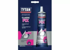 689413 - Tytan (Титан) Professional клей монтажный Classic Fix прозрачный 100мл, блистер, арт.00388 (1)